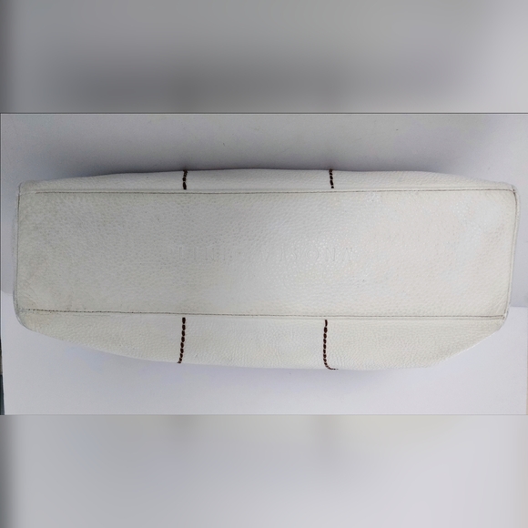 Plinio Visona White Italian Tote Bag with Tan Handles. Pre-owned. - Picture 5 of 12